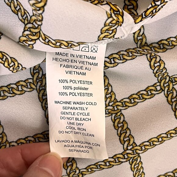 Michael Kors Chain Print Preppy Sleeveless Button Down Blouse Sz XS - Picture 7 of 11